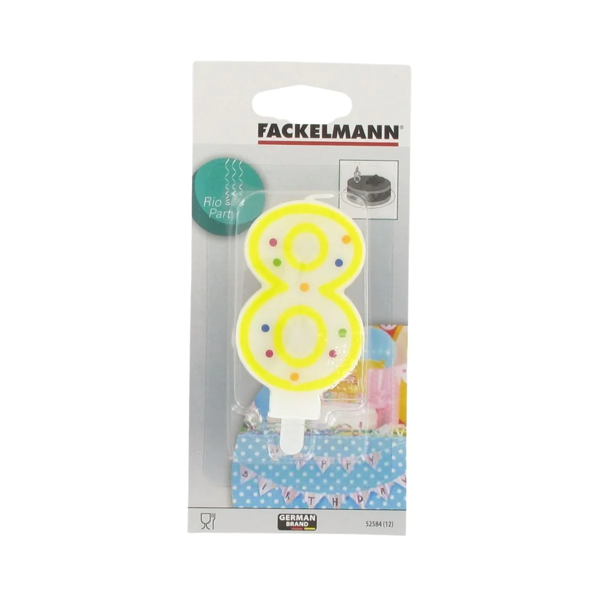 Bougie anniversaire chiffre 8 Rio Party Fackelmann