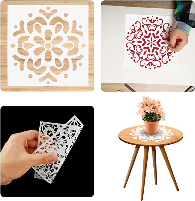 (16er Set) 15x15cm Zeichen Schablonen Wiederverwendbare DIY Mal Vorlagen - Mandala