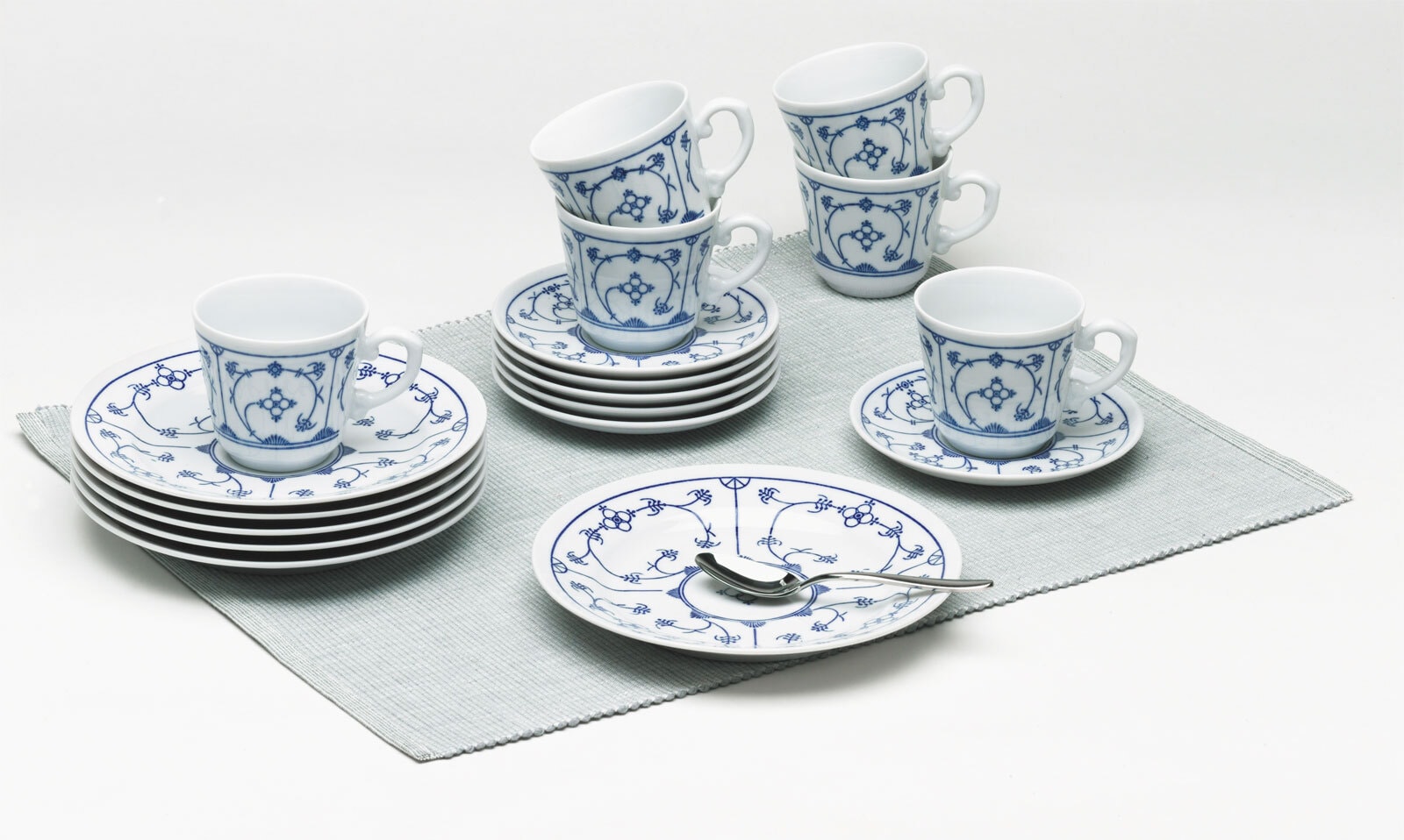 KAHLA Frühstücksteller TRADITION Blau Saks 6er Set weiß/blau