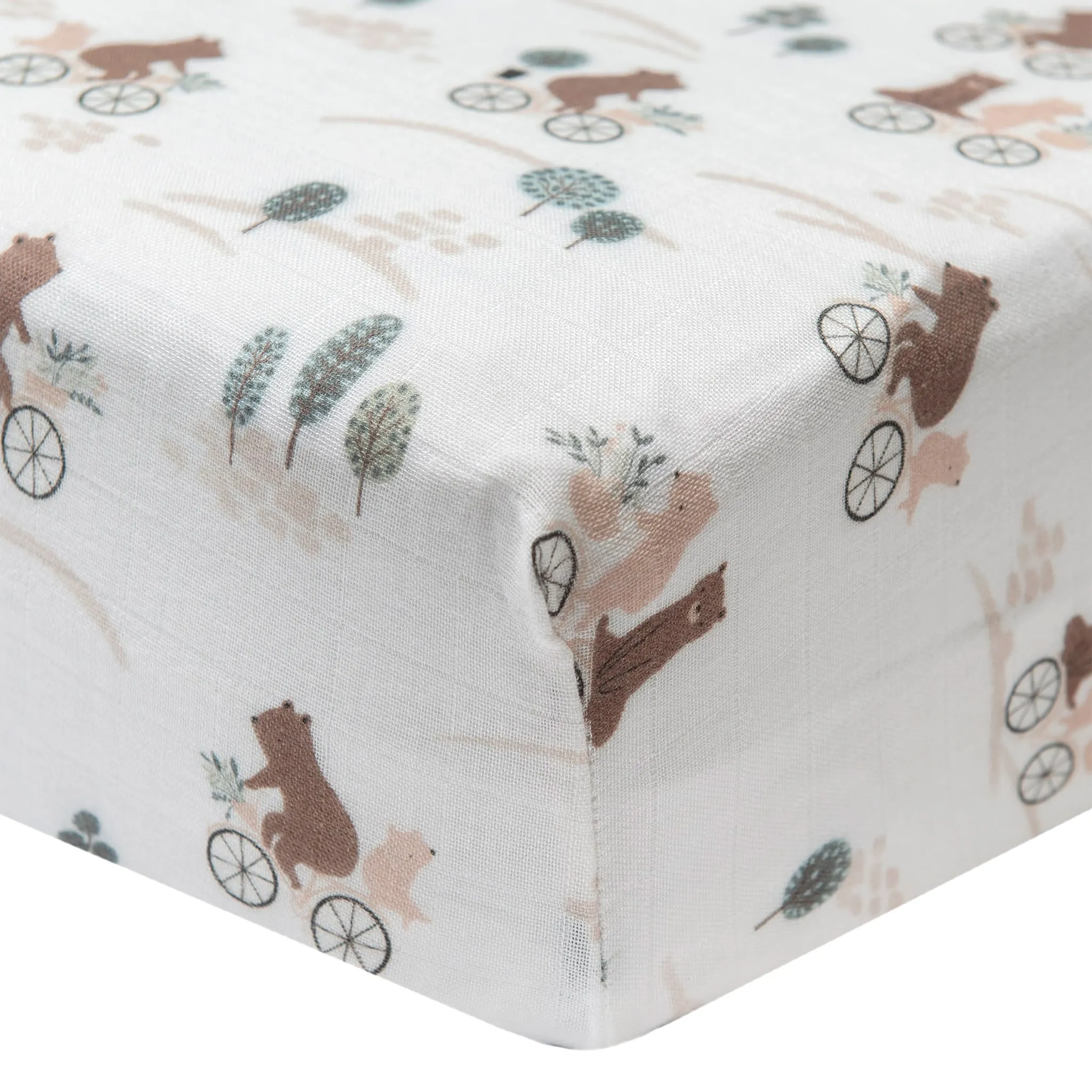 Loulou Lollipop Drap Contour pour Lit de Bébé - Mousseline Bambou Ours