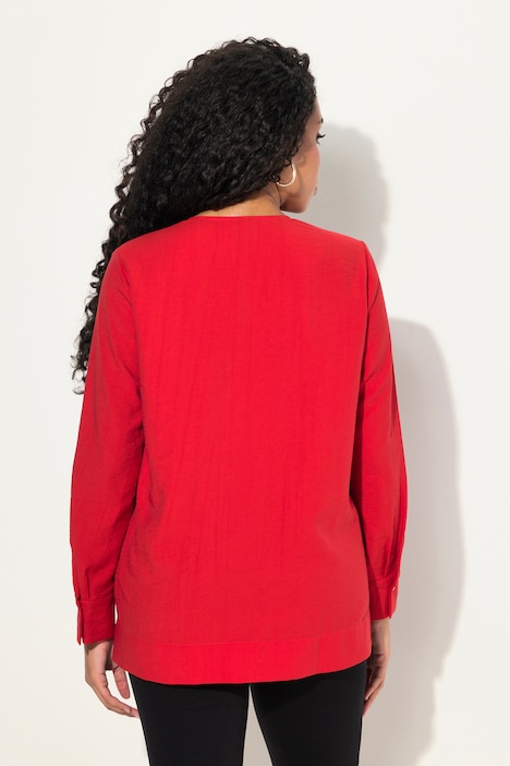 Bluse, Struktur, Zierknopfe, V-Ausschnitt, Langarm