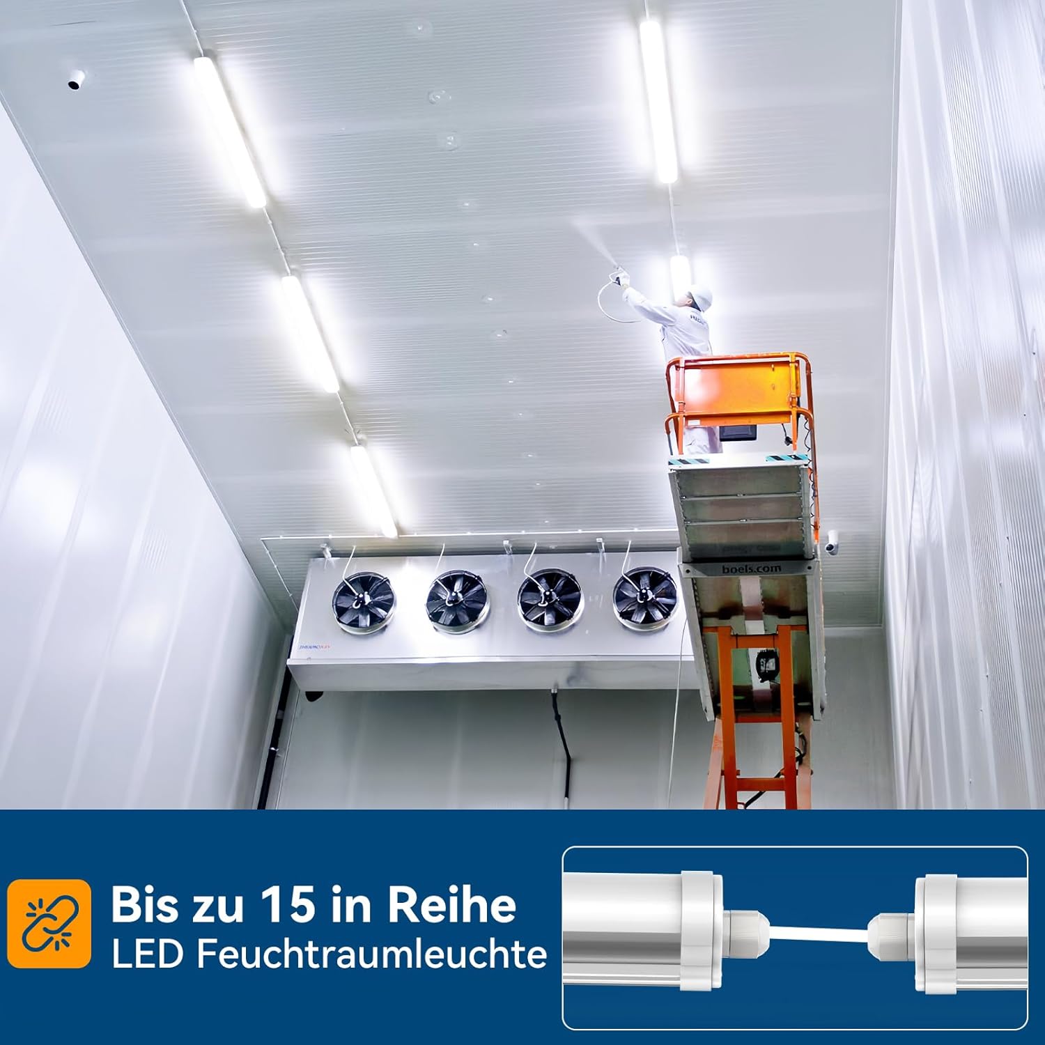 JESLED - 6er Set LED Feuchtraumleuchte 150cm IP65-38W 6500 Lumen - 6500K Neutralweiß - Verknüpfbar - Kellerleuchte, Nassraumleuchte - Feuchtraum Wannenleuchte