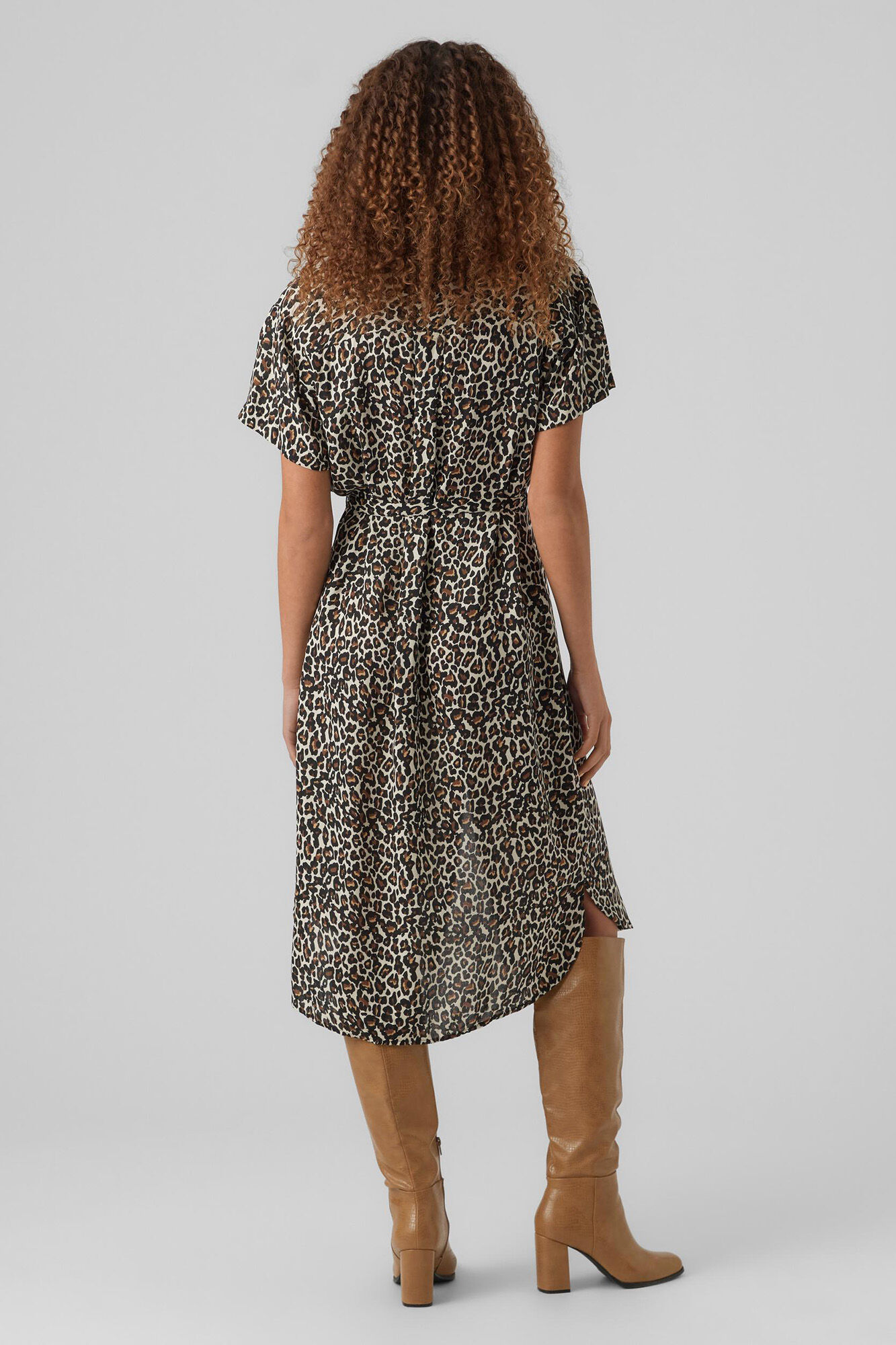 Vestido camisa de manga curta - Cinza