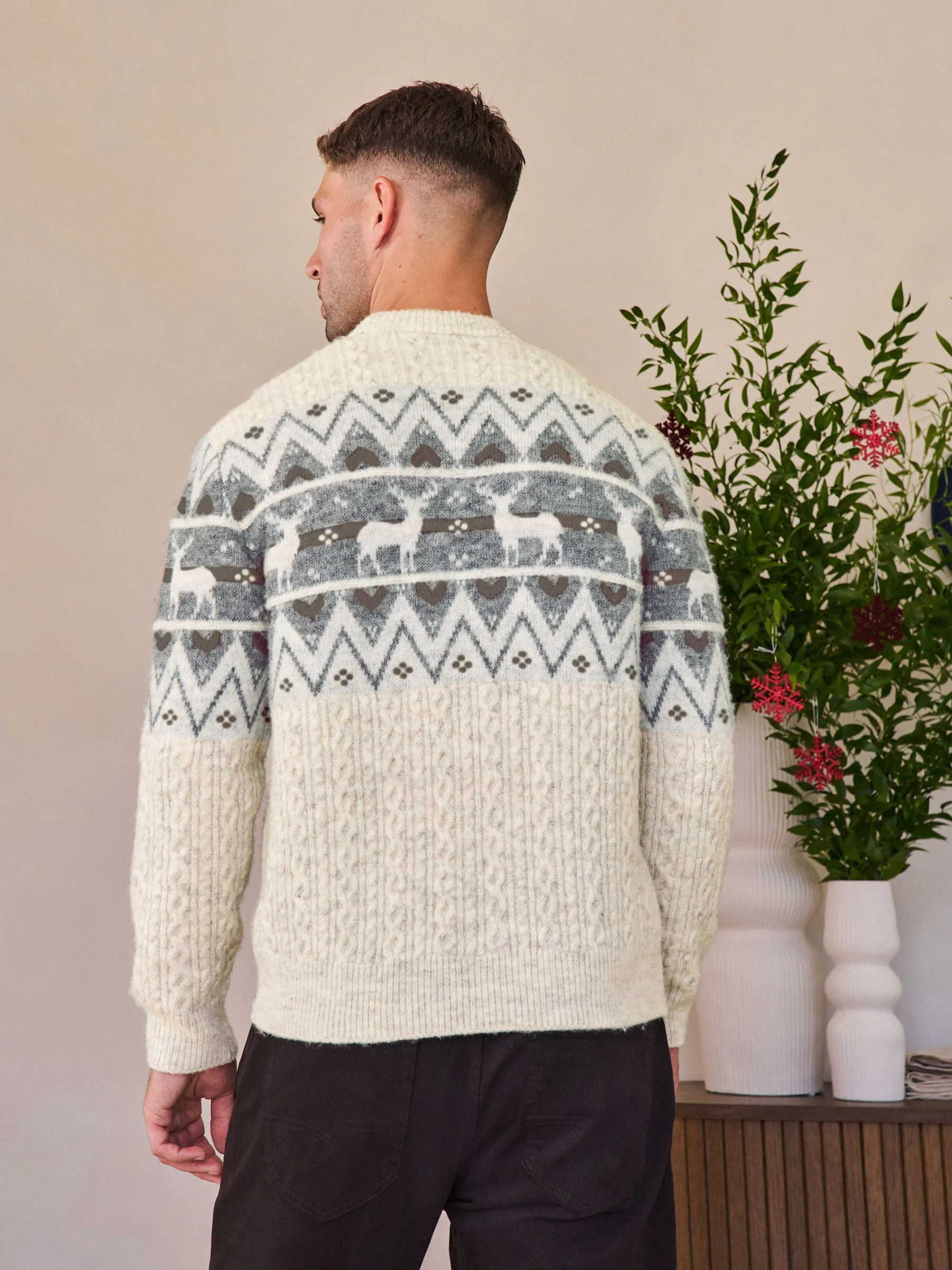 Ecru fairisle-motief  - Matching Family kersttrui