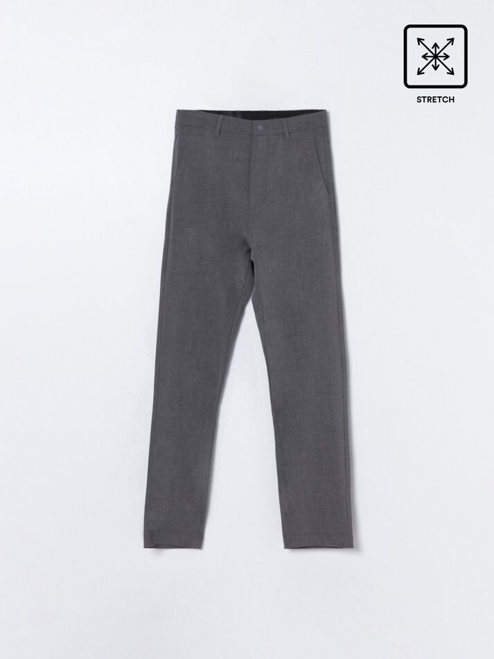 Calça chino de alfaiataria - Cinza Médio