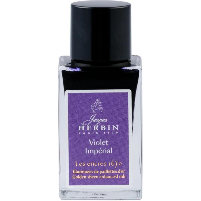 Encre 1670 à paillettes dorées 15ml - Violet Impérial