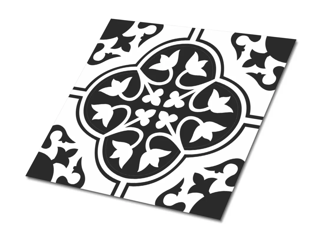 Carreaux autocollants PVC, Carrelage PVC adhésif - 9x30x30 - Ornement floral