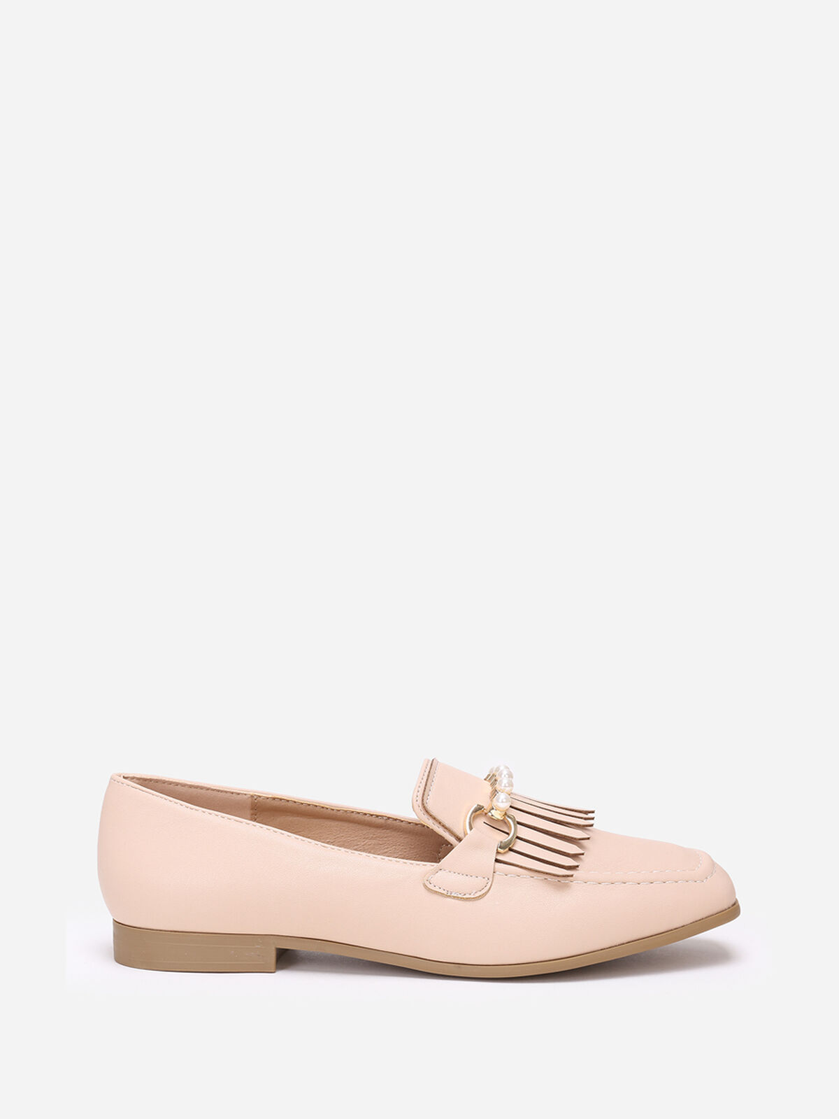 Mocassins à franges et perles- Beige