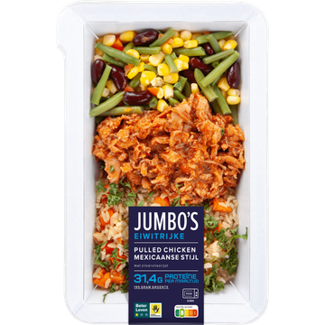 Jumbo's Pulled Chicken Mexicaanse Stijl met Zilvervliesrijst Proteïnerijk  475 g