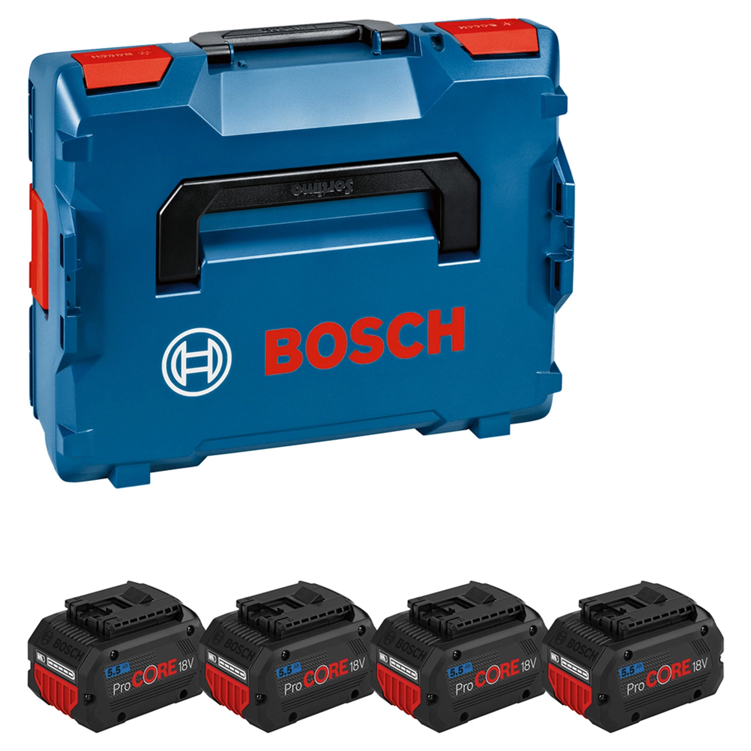 Bosch 1600A02A2U 4-delige Accu set in L-BOXX - 4x 18V 5.5Ah accu's
