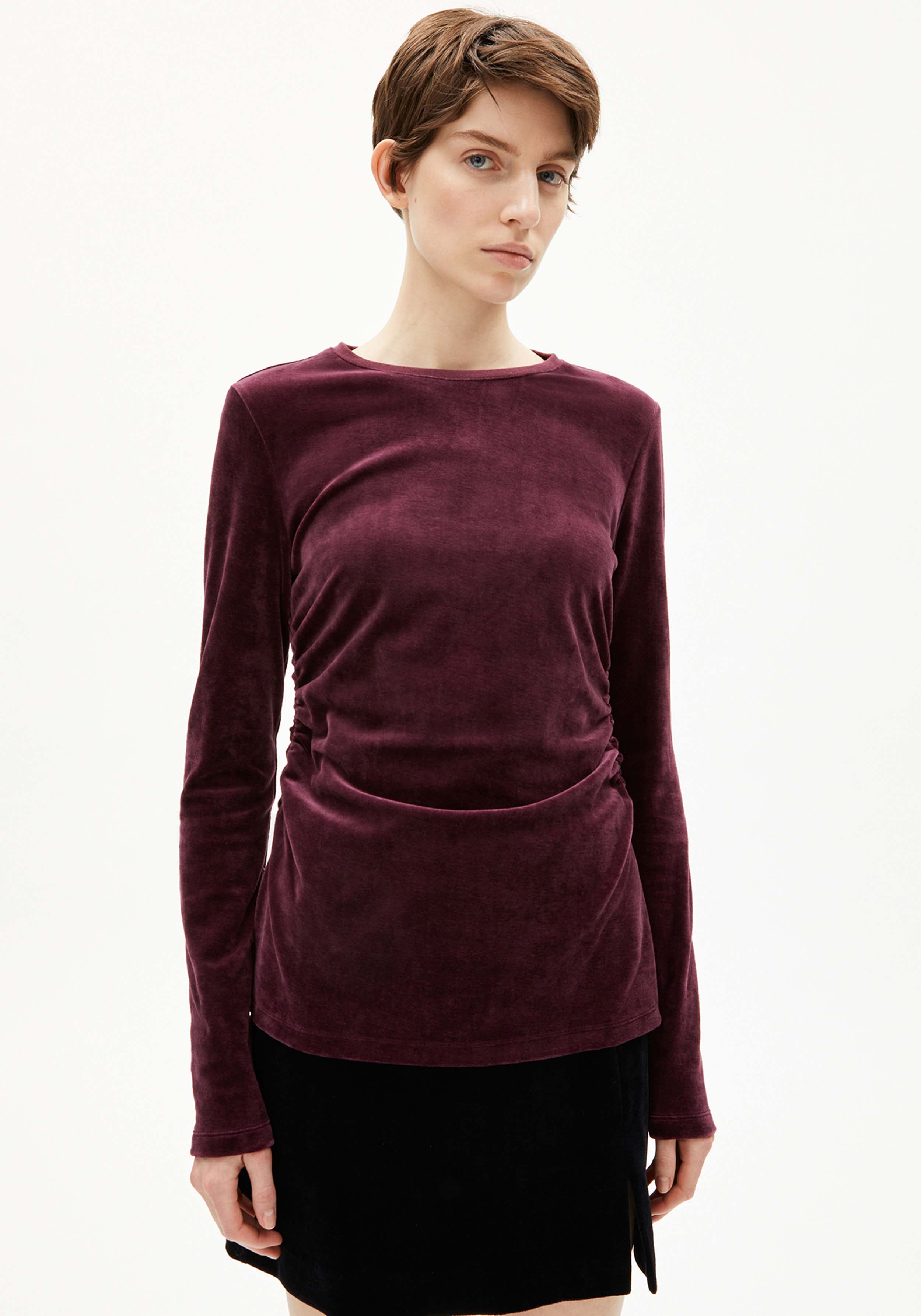Armedangels Longsleeve Adaaja Lora Velvet Dark Cranberry