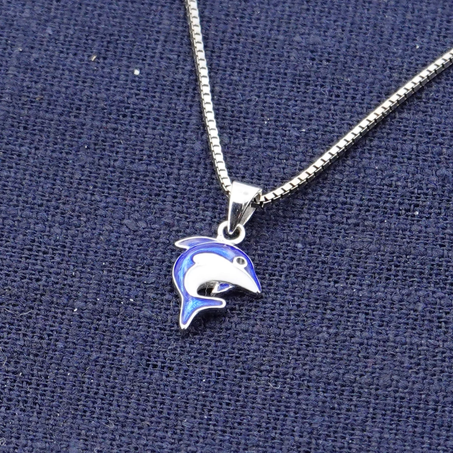 trendor Kinder-Halskette Silber 925 Collier mit Delfin-Anhänger silver