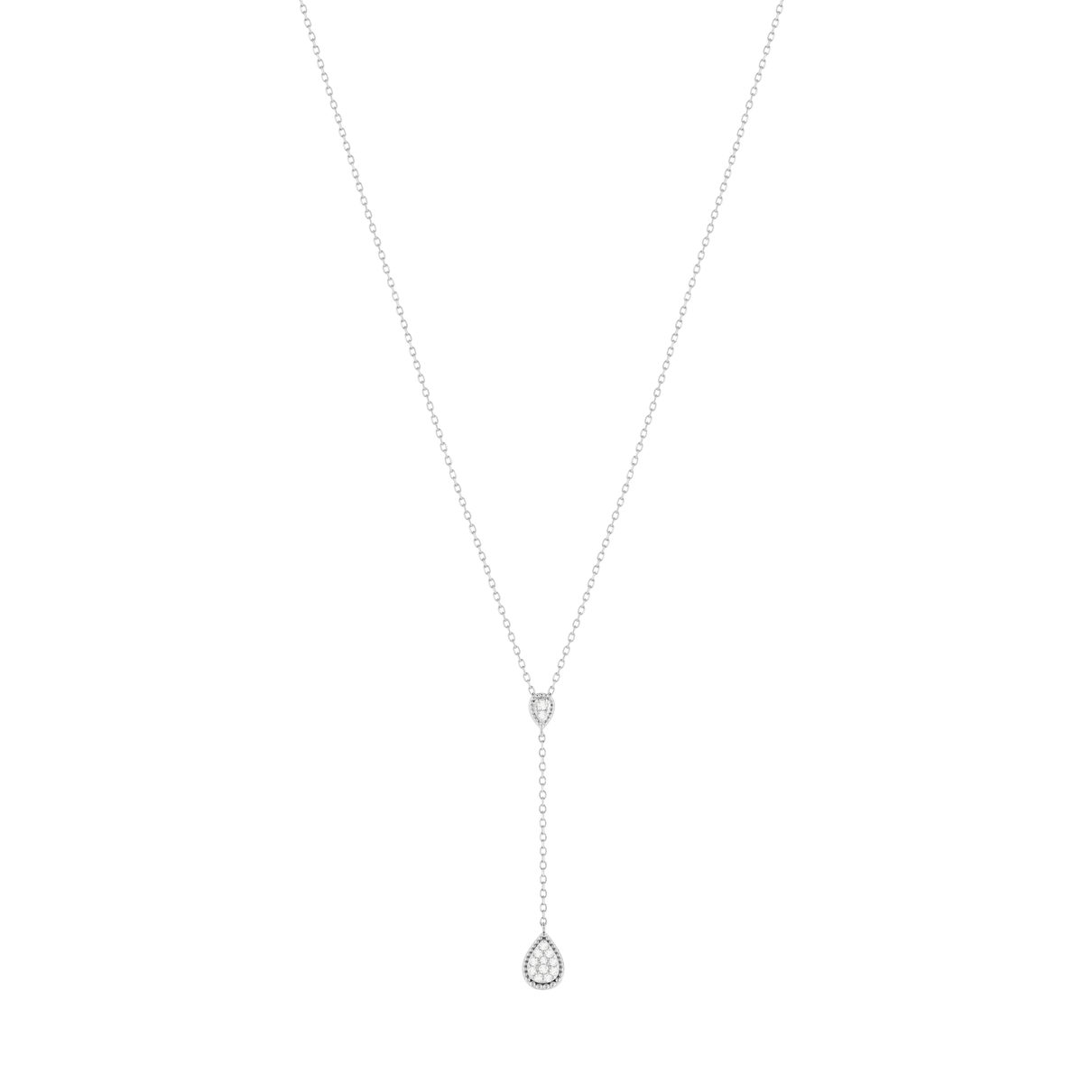 Collier argent 925 zirconias 45 cm forme de goutte