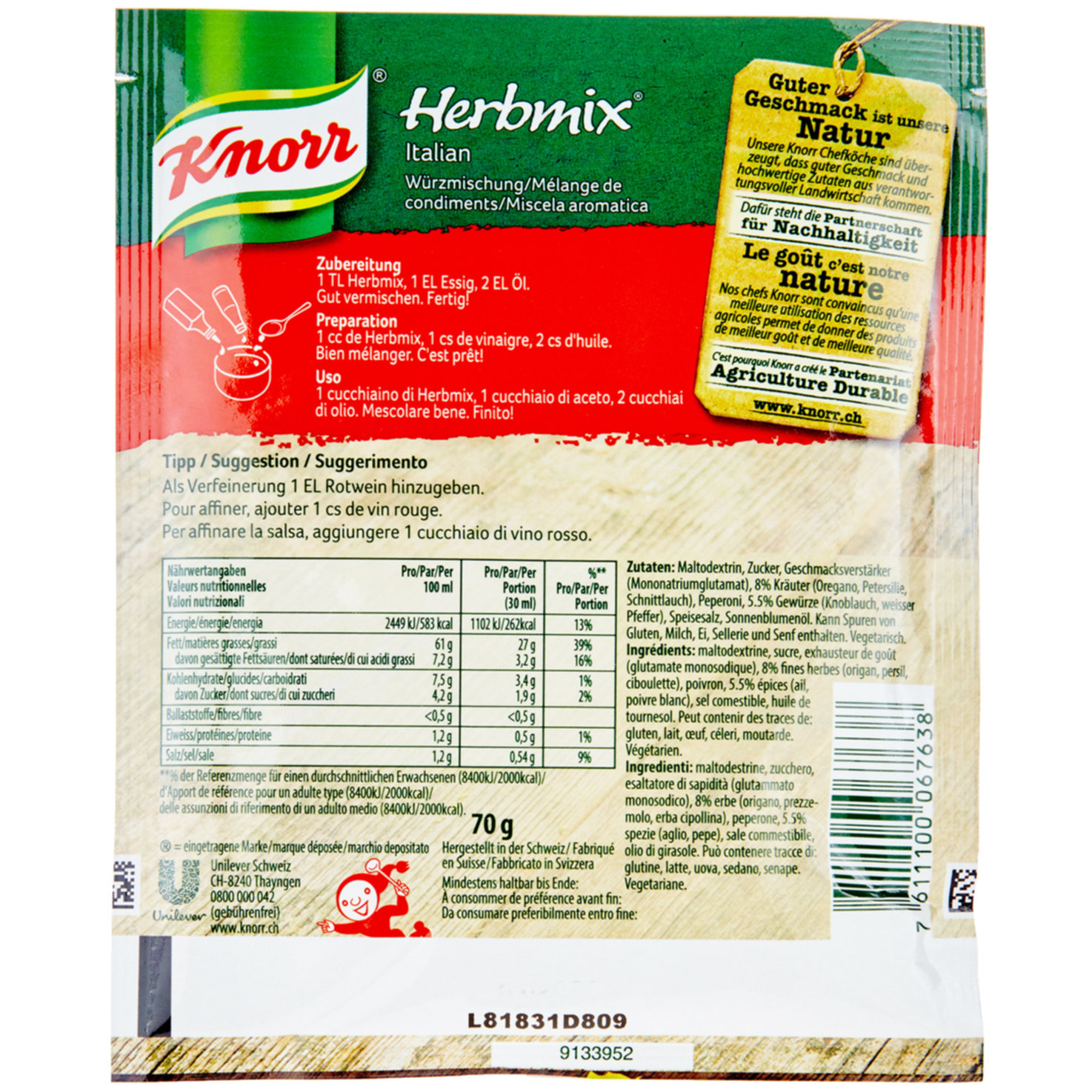 Knorr Herbmix Gewürzmischung Italian