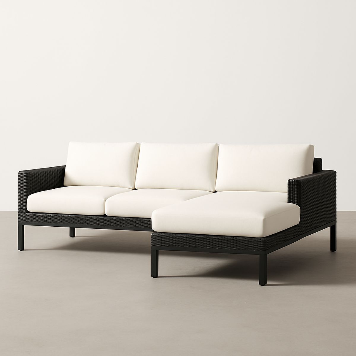 Gartenlounge-Sofa Rattan Ecksofa Aluminium Polyester Weiß