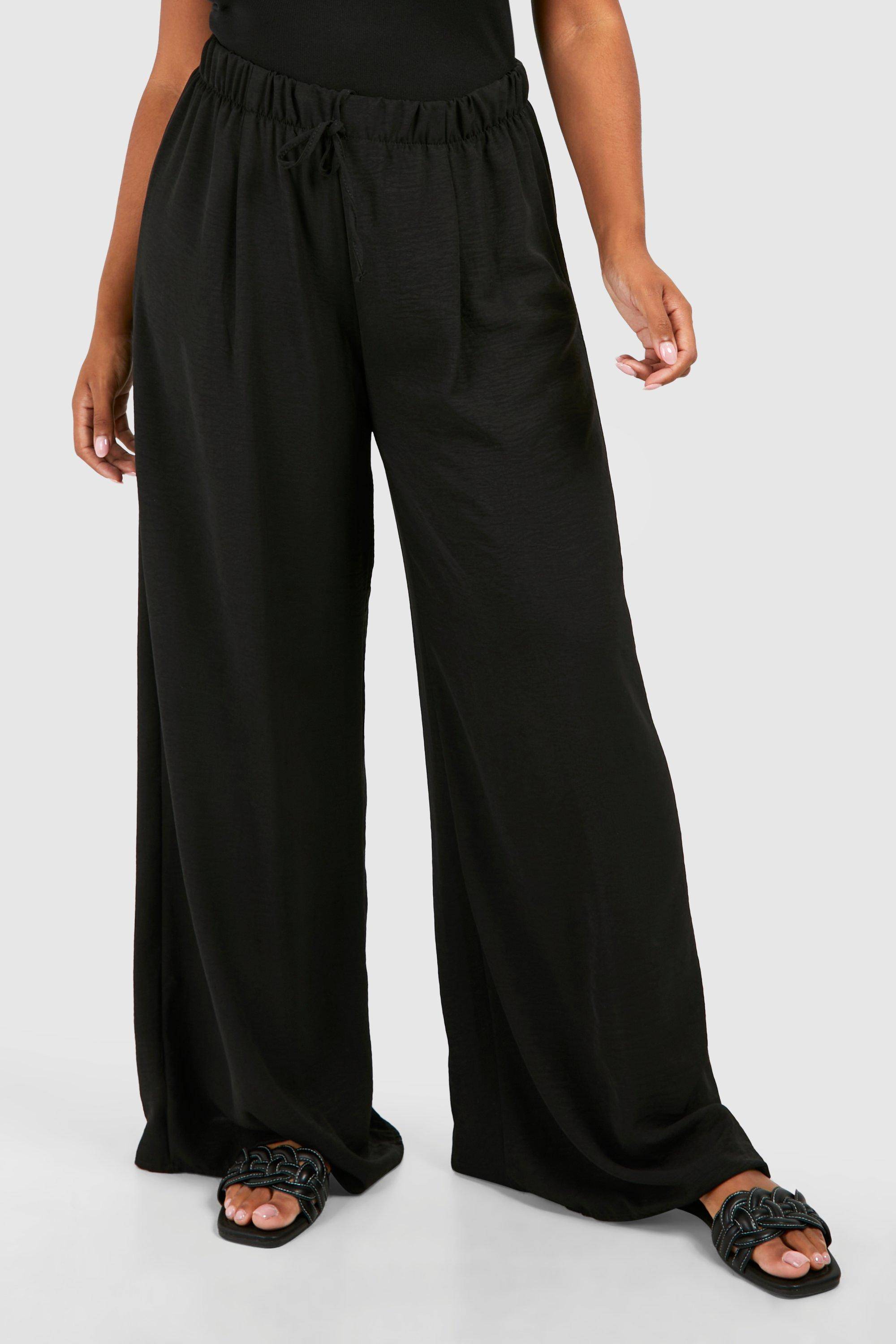 boohoo Plus Pantalon tissé Plus à cordon de serrage à jambes larges