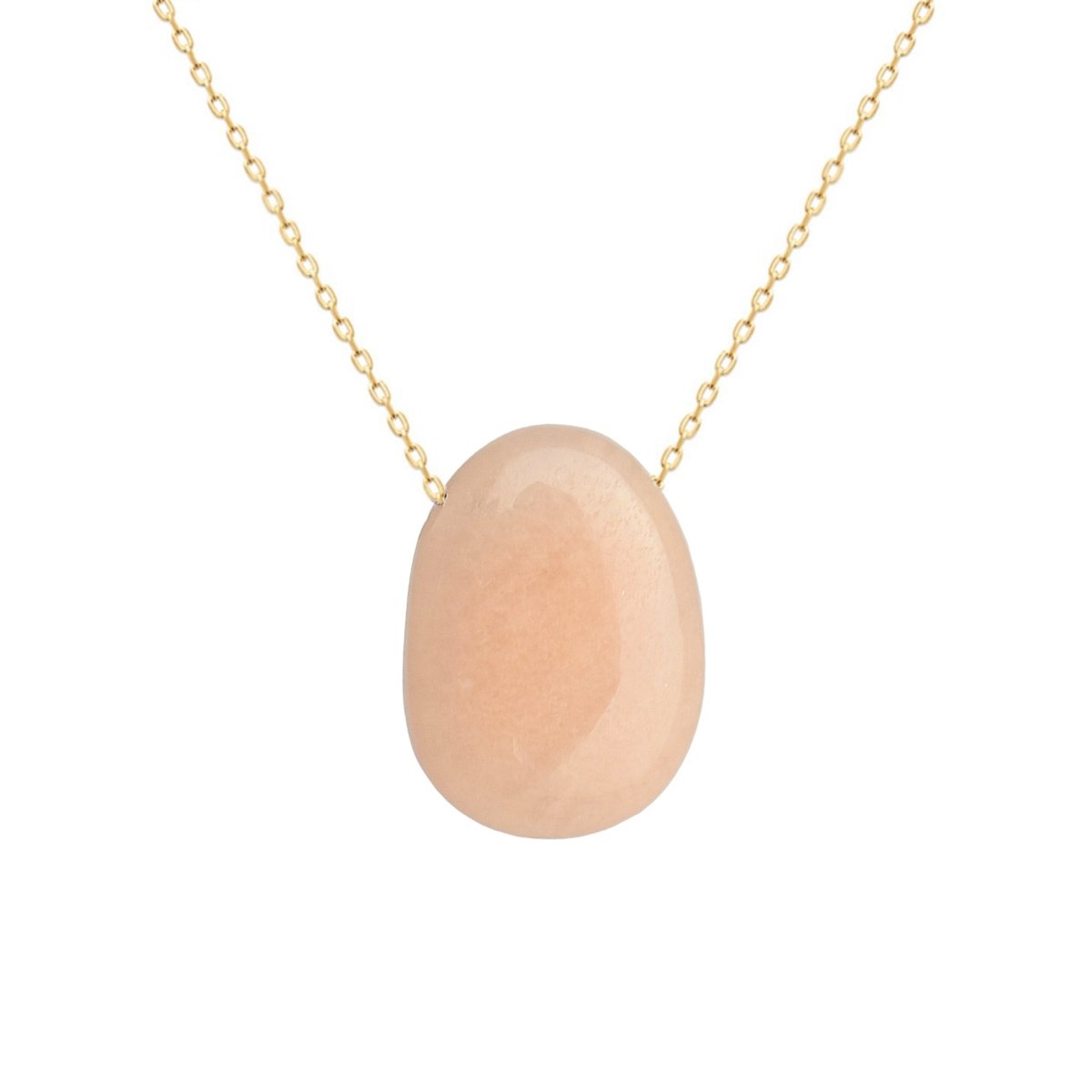 Collier pierre naturelle aventurine couleur pêche Plaqué OR 750 3 microns