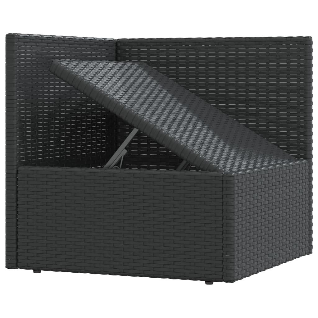 Salon de jardin meuble d'extérieur ensemble de mobilier 6 pièces avec coussins noir résine tressée