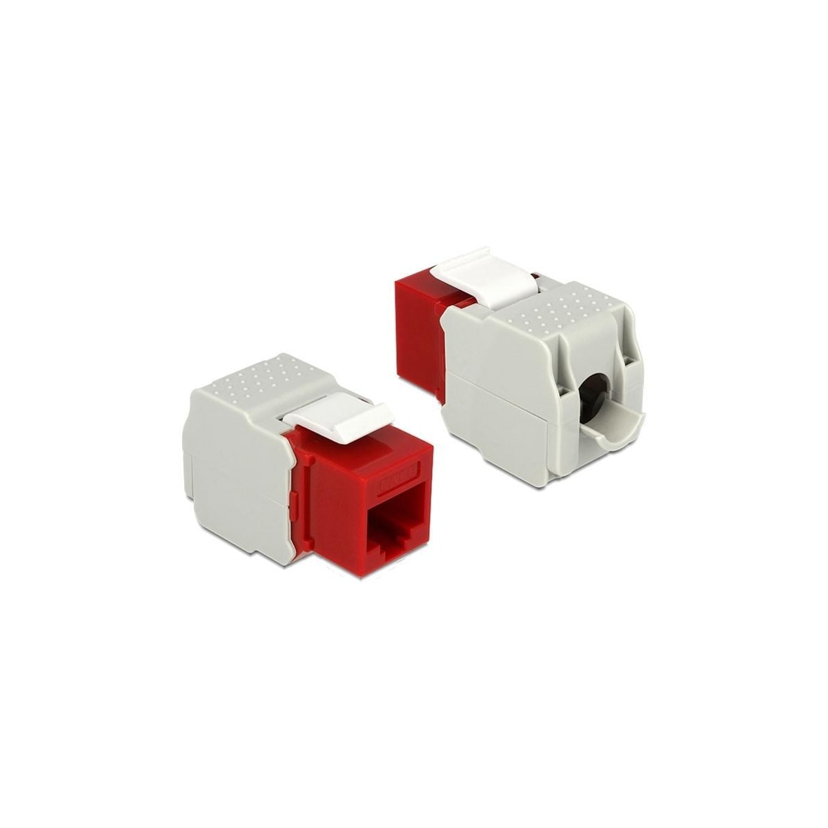 DeLOCK UTP Cat6 Keystone modul, RJ45 ho - LSA Cat6, Tool-free röd/gr?