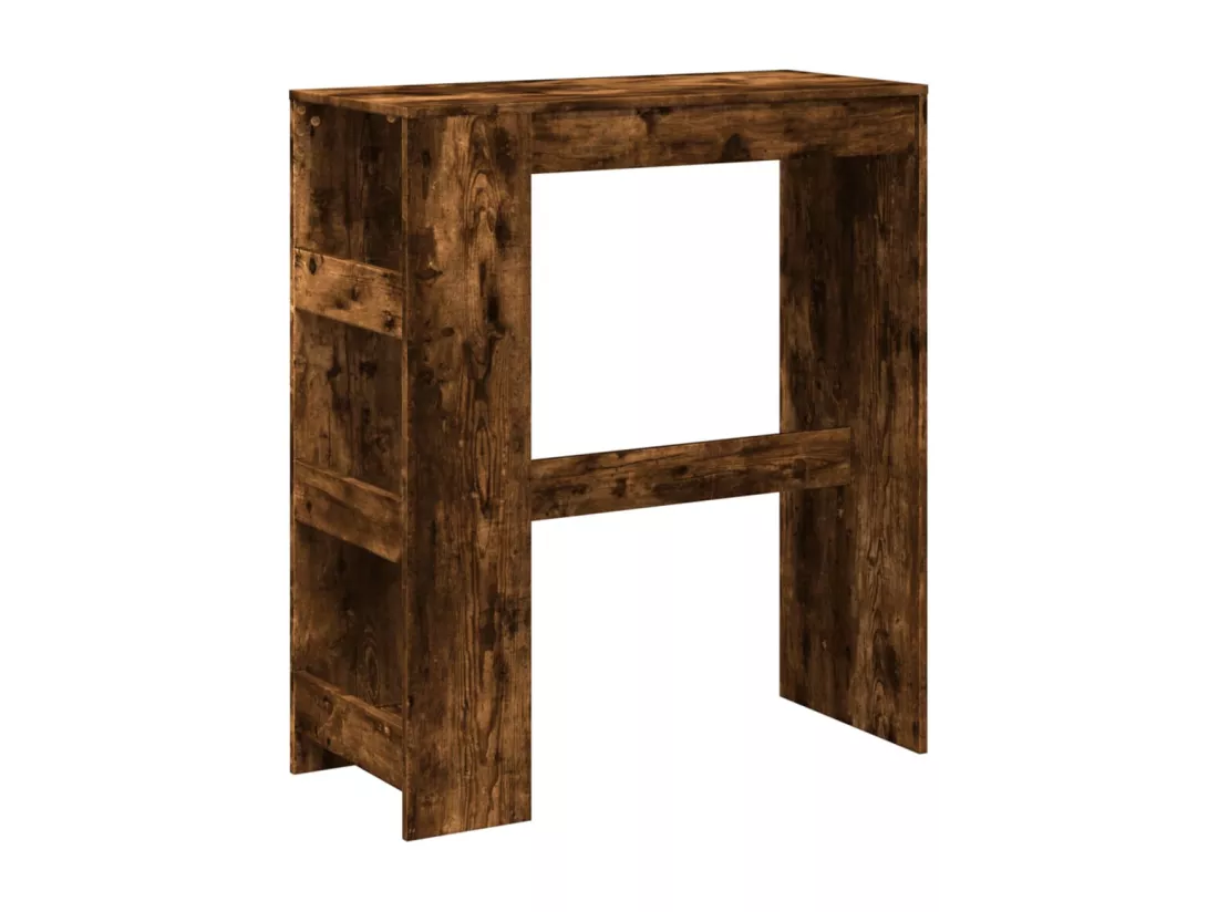 Table de bar avec étagères chêne fumé bois d'ingénierie