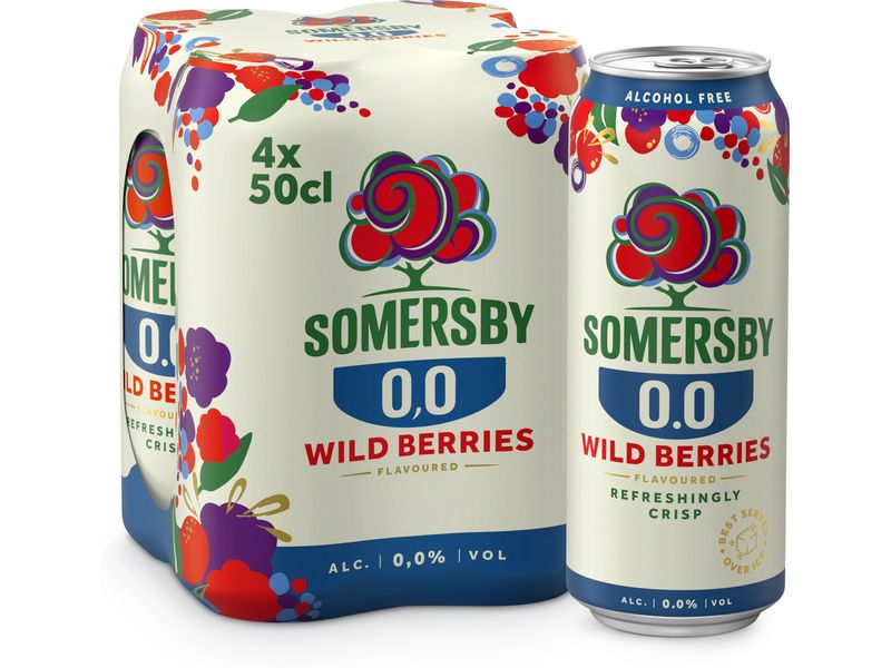 Somersby Wild Berries alkoholfrei 4 x 0.5 l Spritziger Cider mit Beerenaroma