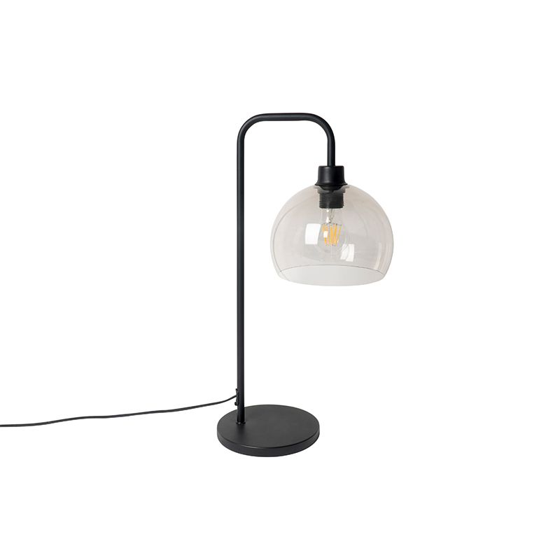 Moderne tafellamp zwart met smoke kap - Maly