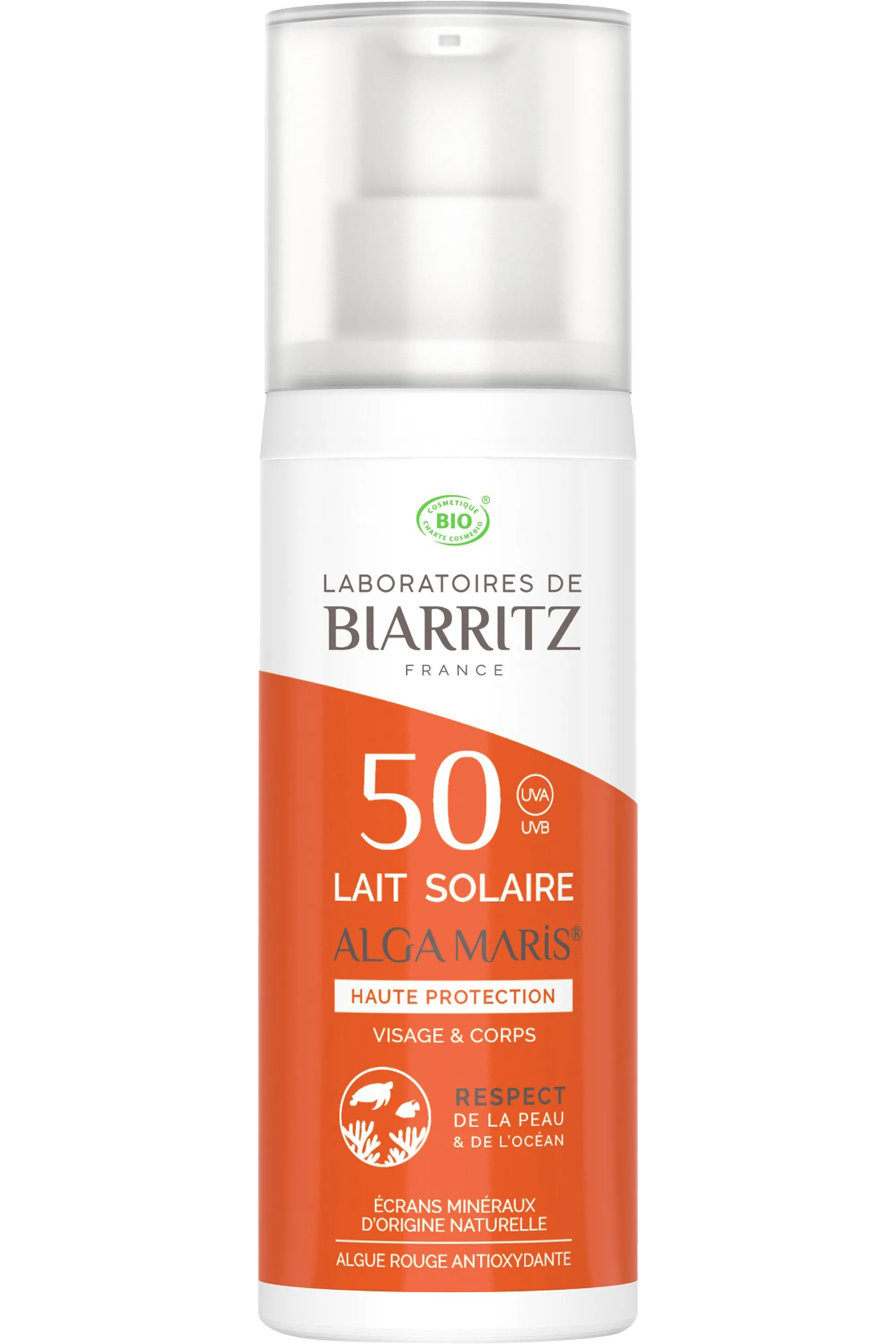 LABORATOIRES DE BIARRITZ Lait solaire minéral visage & corps SPF50 Algamaris-100 ml