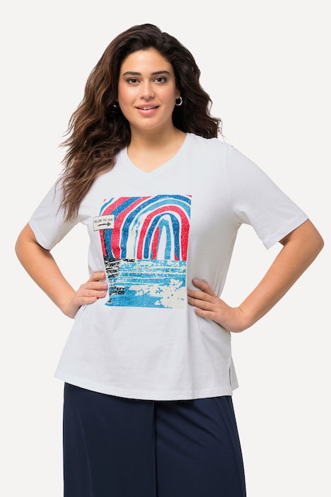 T-Shirt, Meeresmotiv, Classic, V-Ausschnitt, Halbarm