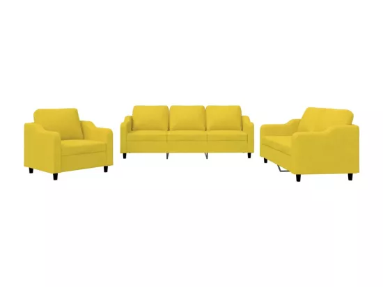 Ensemble de canapés 3 pcs avec coussins Jaune clair Tissu