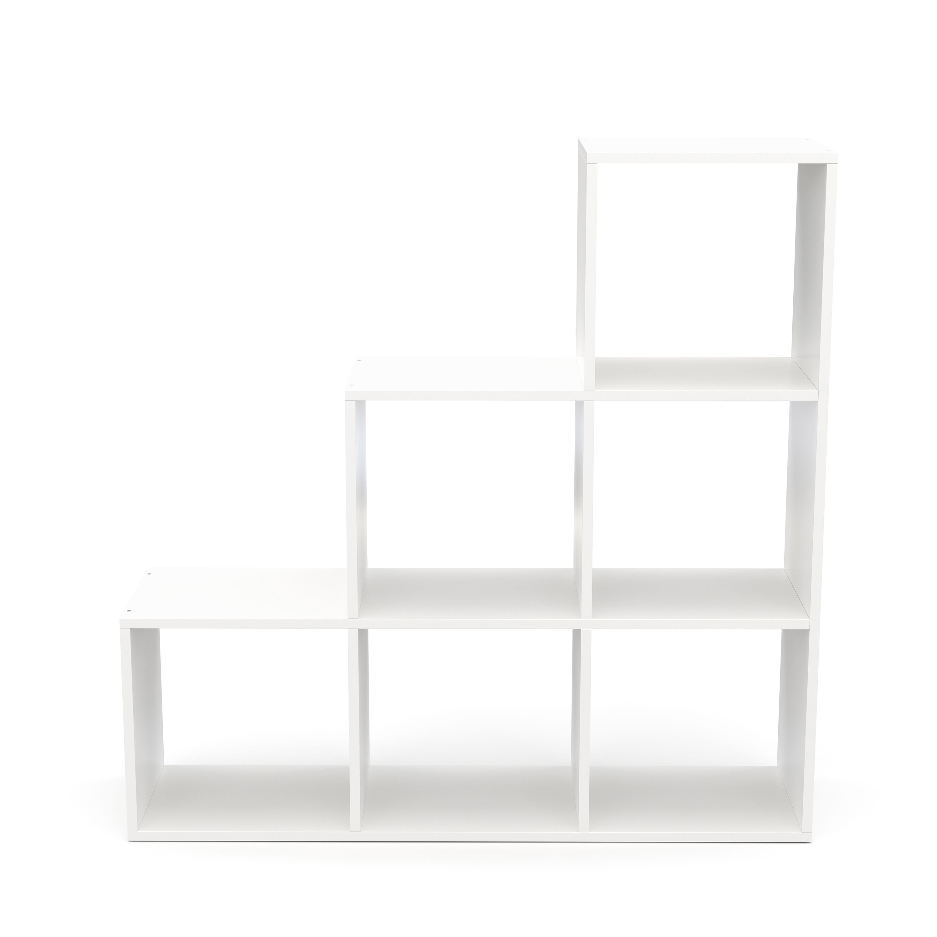 Treppenregal Raumteiler NASIR 6 Fächer 107 x 107 cm weiss