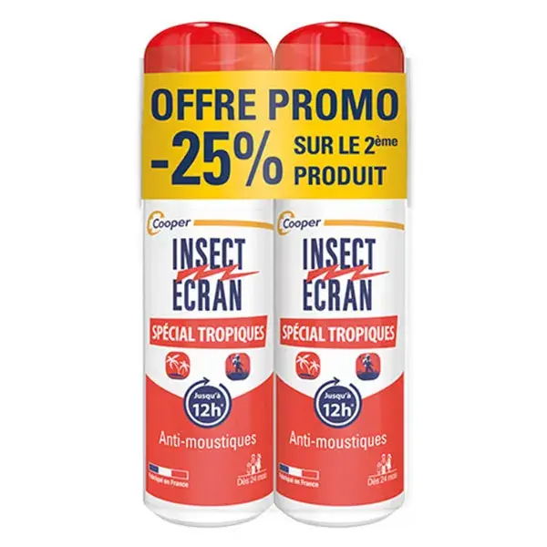 Tela Repelente de Insetos, Repelente de Mosquitos, Pele Tropical, Pacote com 2 x 75 ml