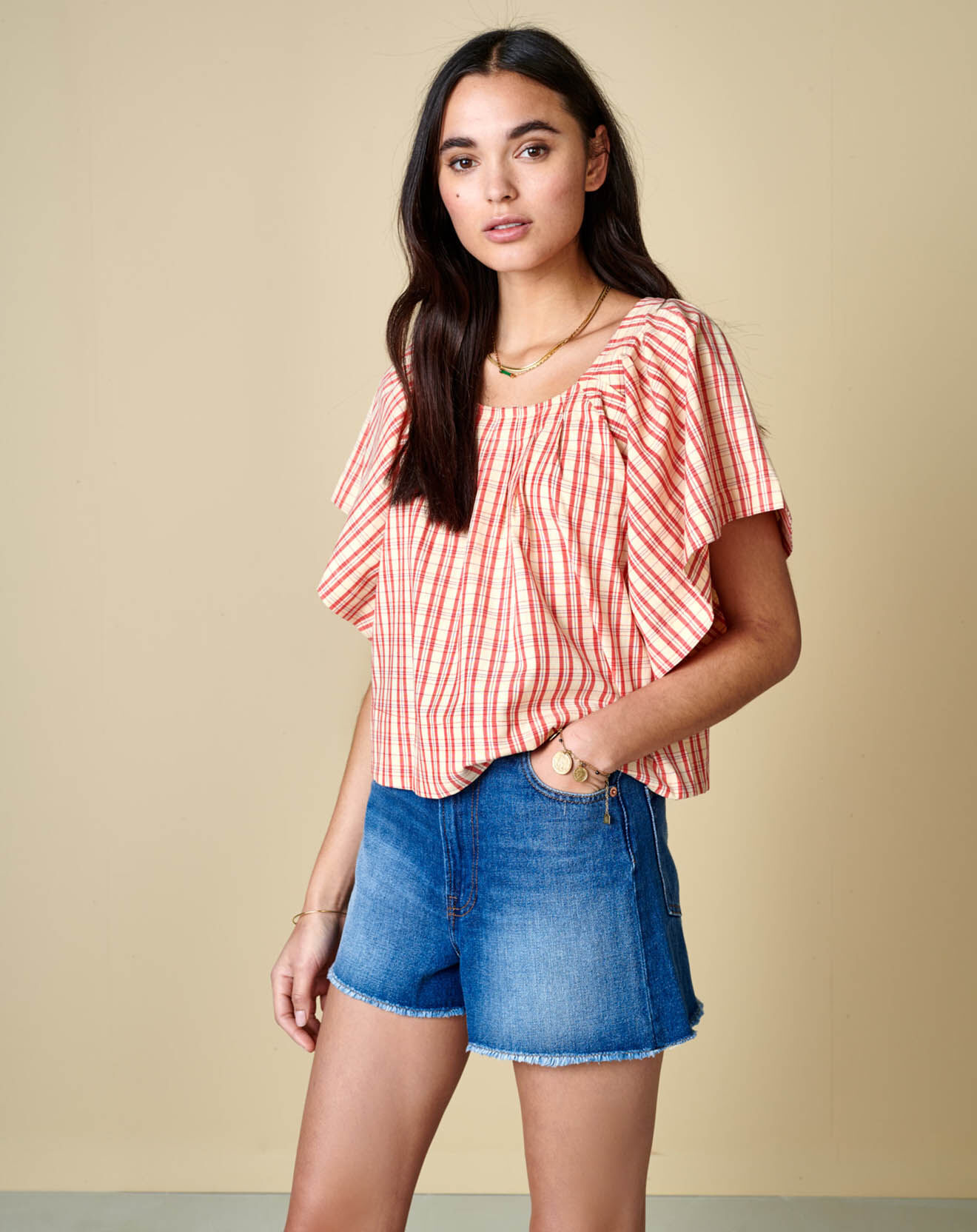 Bellerose Blouse Diata à carreaux  rouge/jaune