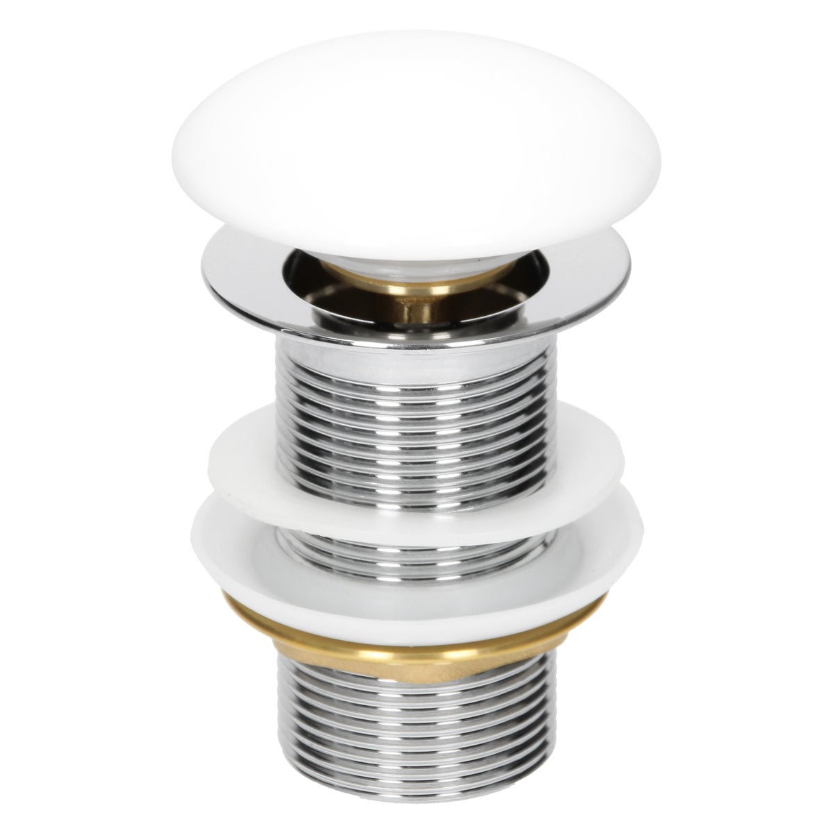 ML-Design Universele afvoergarnituur voor gootstenen en wastafels zonder overloop, keramische afdekking wit roestvrij staal, 1 1/4 inch pop-upklep, afvoerklep afvoergarnituur gootsteenstop met afdichtingen