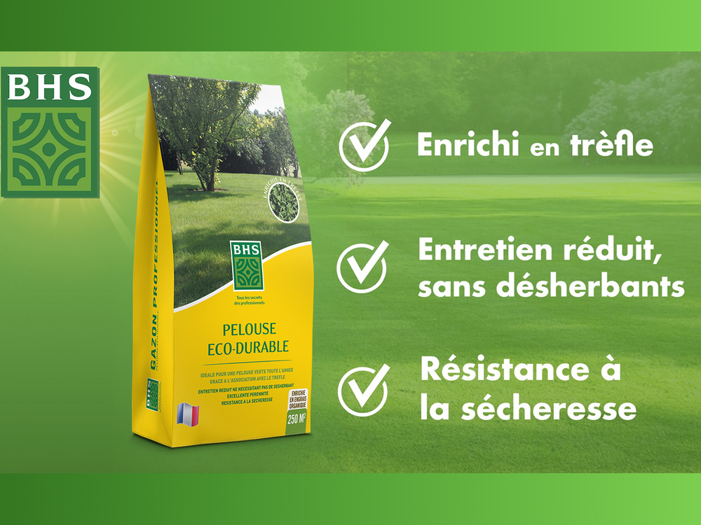 Ped5 | 5kg | 250 m² | gazon eco durable | graminées et trèfle | pelous