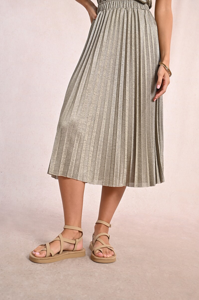 MOLLY BRACKEN<br>Saia plissada midi, iridescente