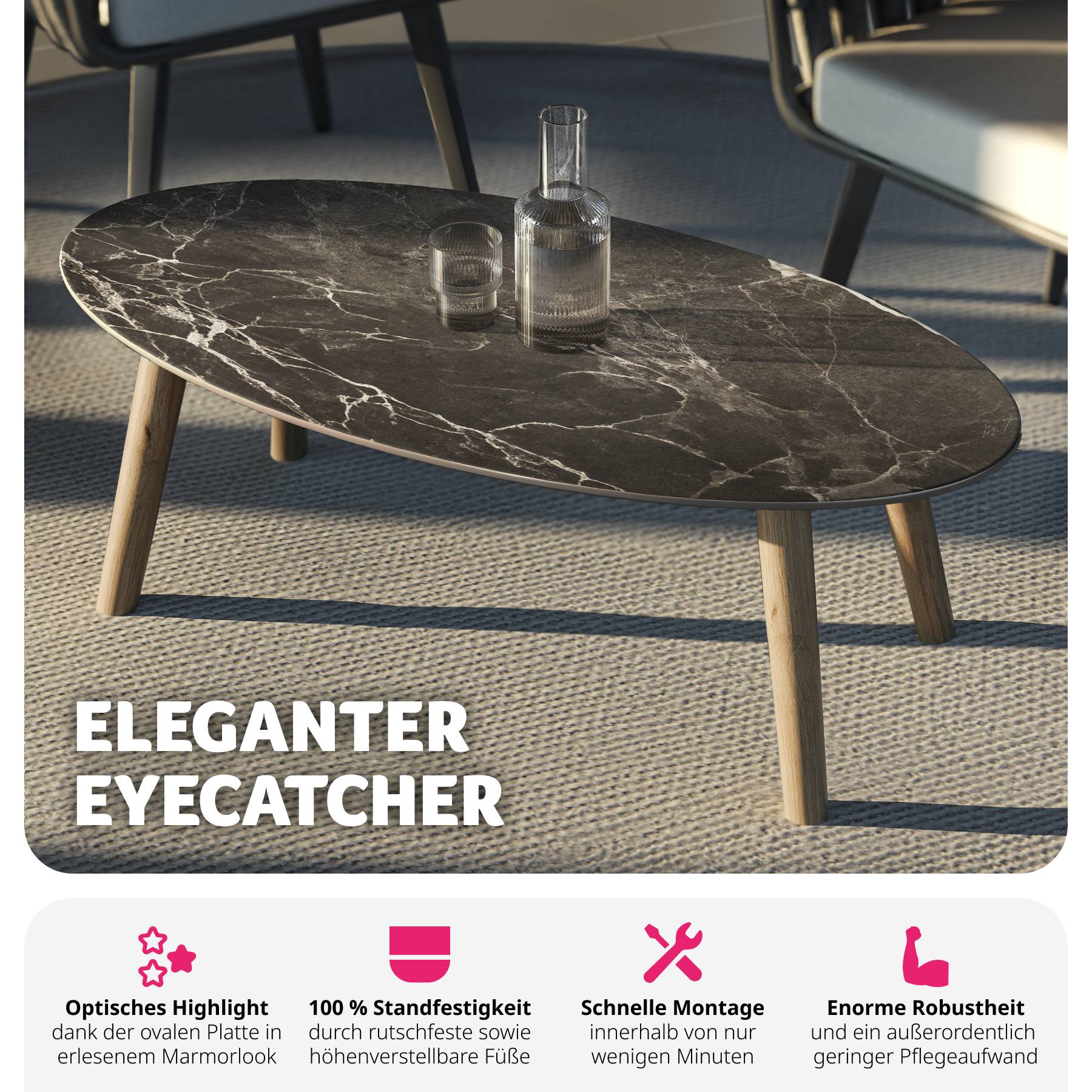 Ovaler Couchtisch Acerra