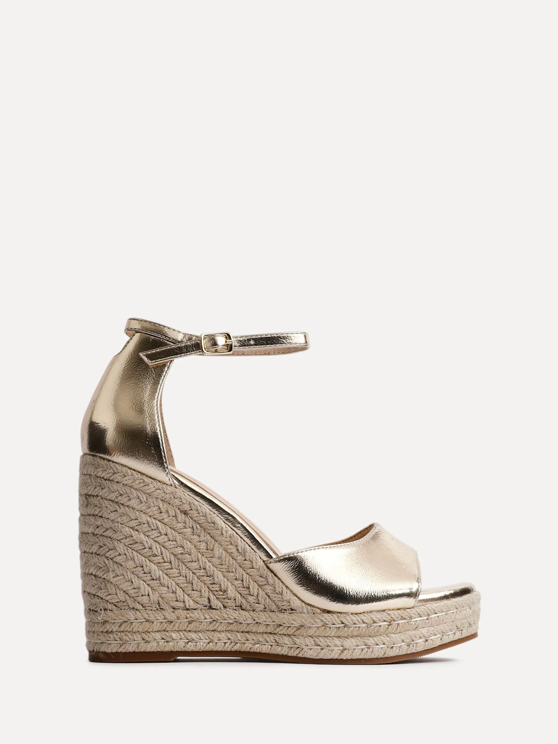 Goud - Linzi Gracio Rope Platform Espadrille Wedges With Wrap Around Ankle sandals