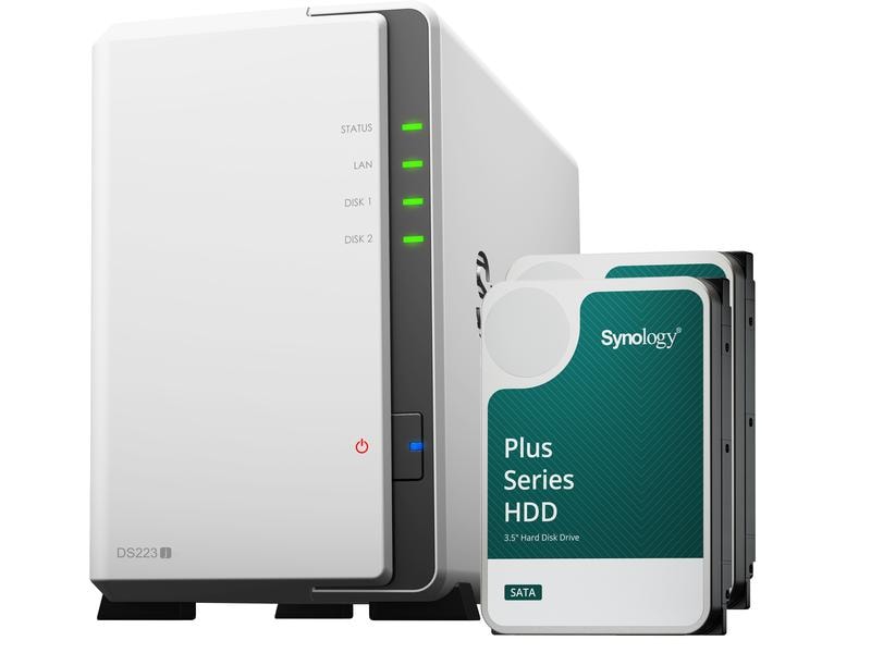 Synology NAS DS223j 2-bay Synology Plus HDD 16 TB NAS mit 2 Laufwerkschächten