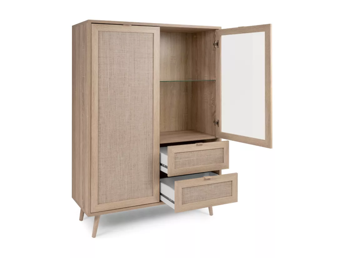 Vaisselier 2 portes 2 tiroirs H139 cm - Impression Rotin - BALI