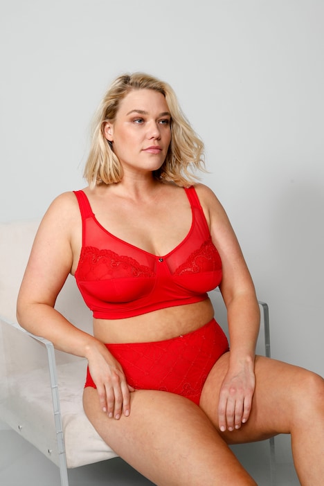 Panty, bestickte Tüll-Vorderseite, Mesh