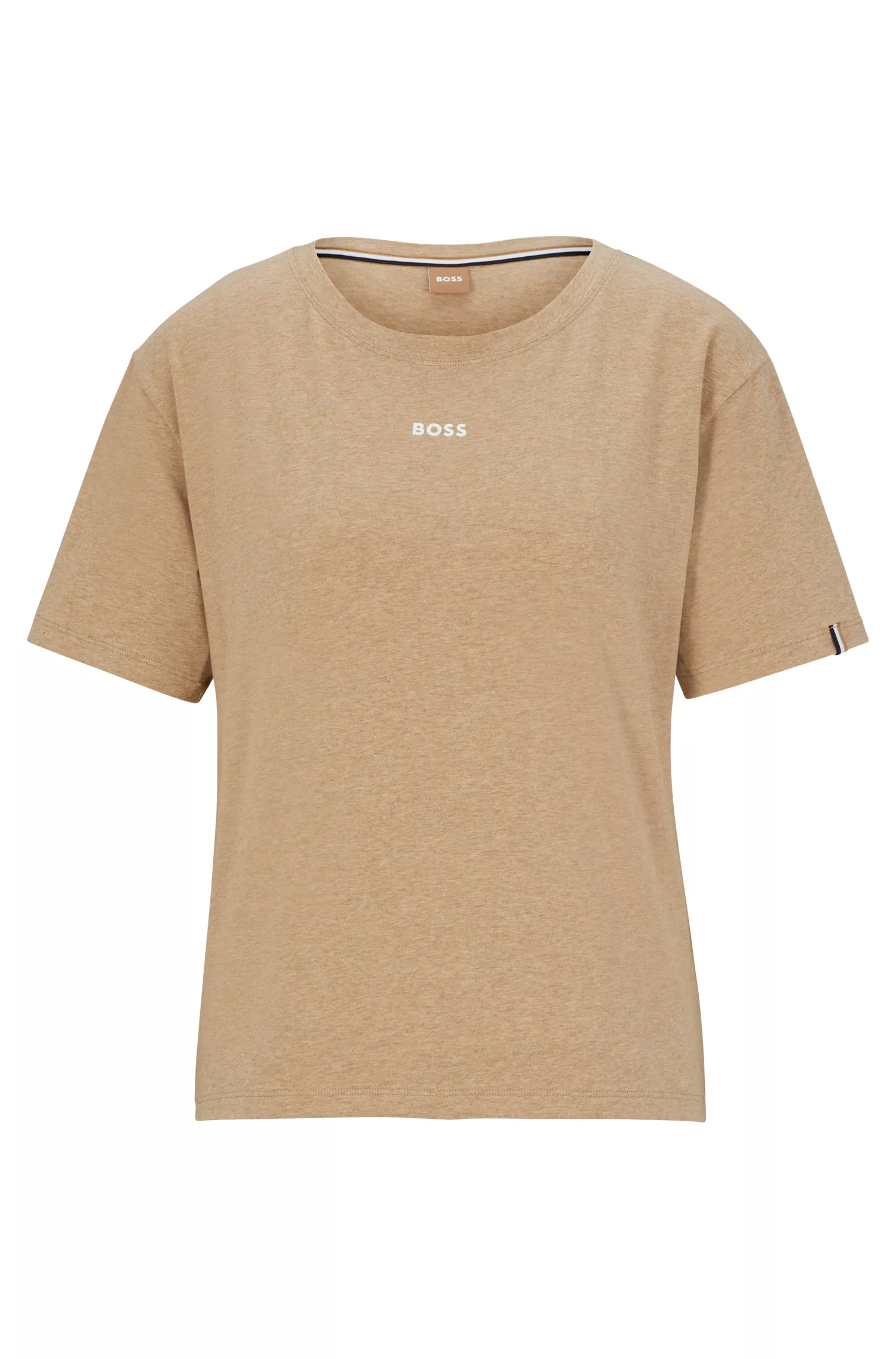 Camiseta de pijama BOSS preta em algodão stretch com detalhe do logotipo