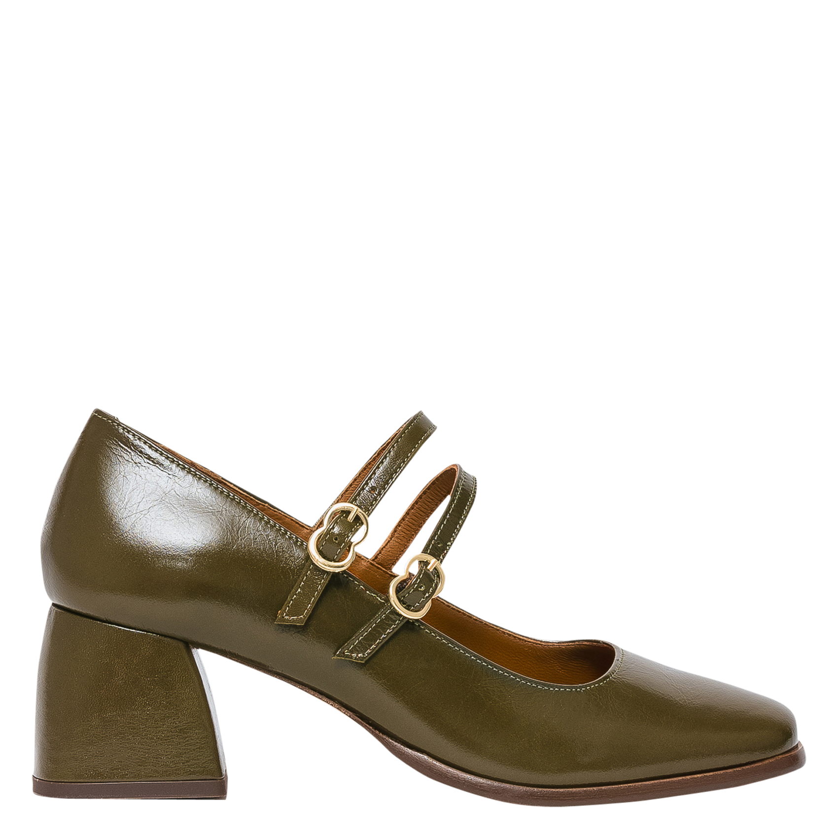 ISAURE - Babies à talons en cuir vernis | Vert