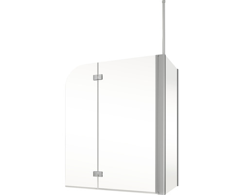 Tweedelige badwand met zijpaneel SCHULTE Komfort ExpressPlus 114,6 x 140 cm helder glasprofiel kleur aluminium EP3380 01 50 140