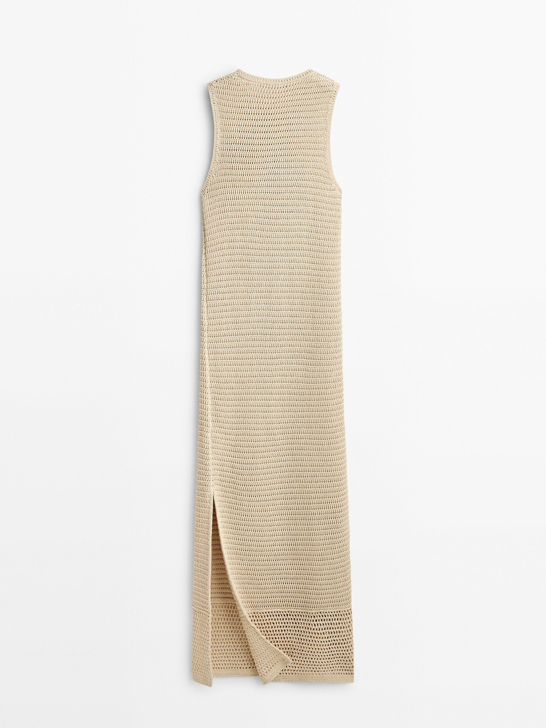 Vestido longo de crochê - BEGE