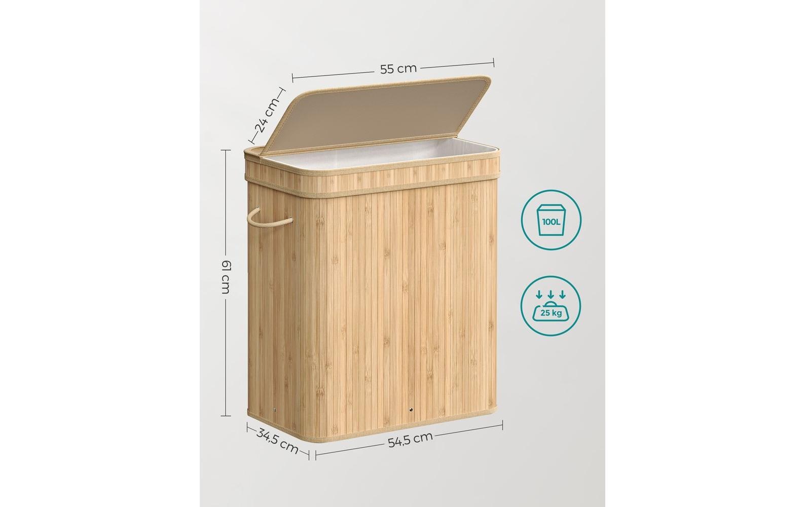 SONGMICS Wäschekorb »100 l Nature« Holzart: Bambus (China)