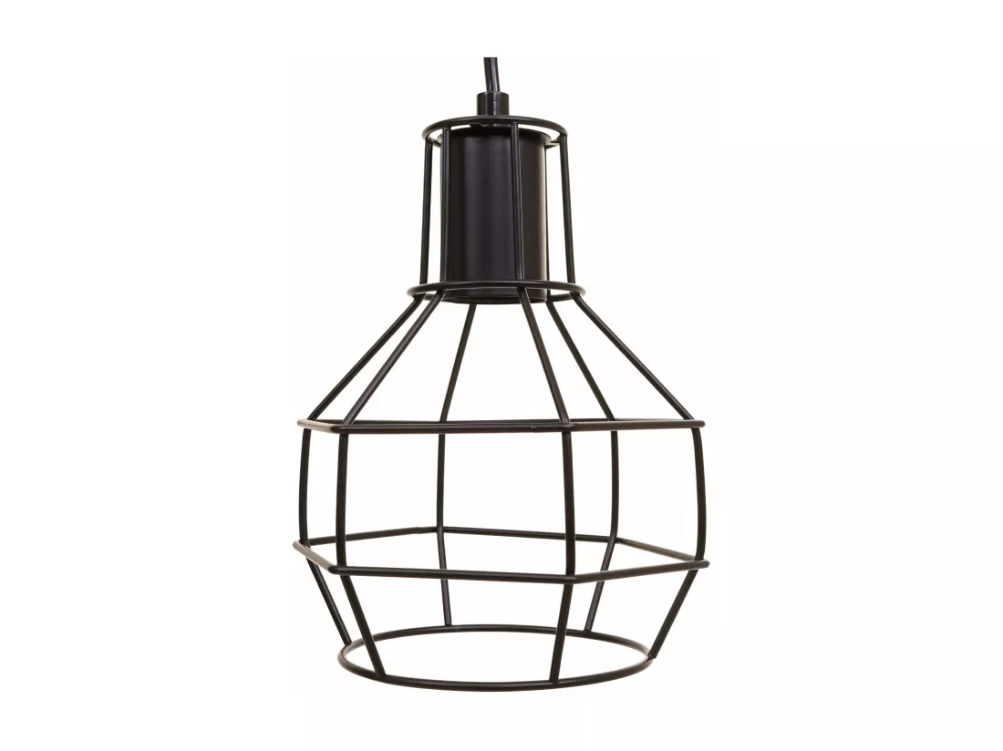 Suspension lampe suspendue lampe suspendue hauteur réglable en métal industriel noir 7x abat-jour en treillis 04_0004053