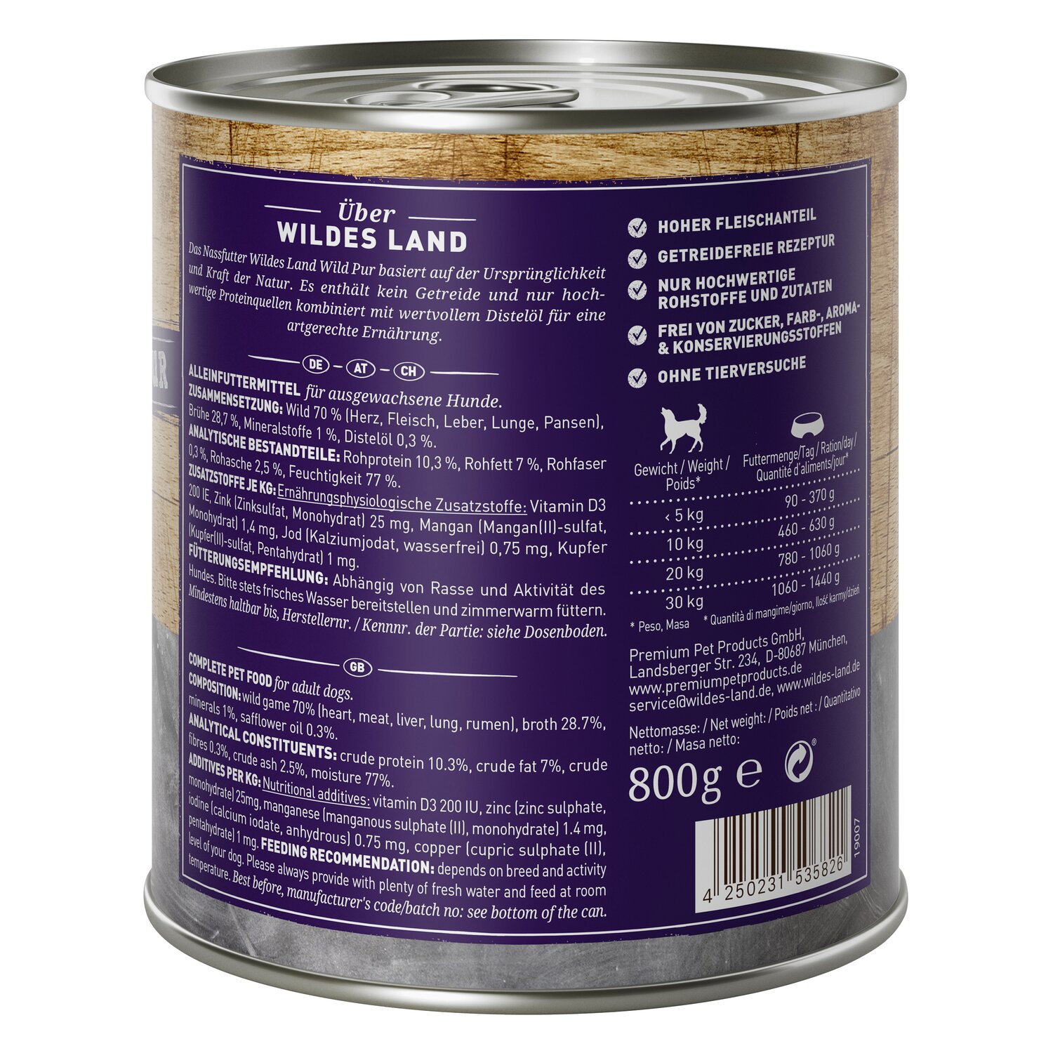 WILDES LAND Nassfutter PUR Adult  - Wild