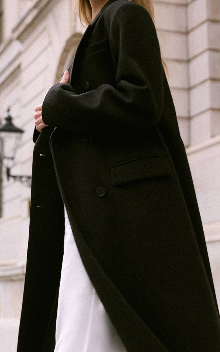 Noir Manteau Structuré Oversize À Double Boutonnage