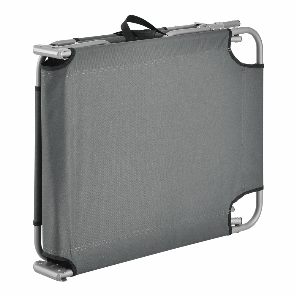 Transat bain de soleil inclinable acier polyester argenté mat gris foncé