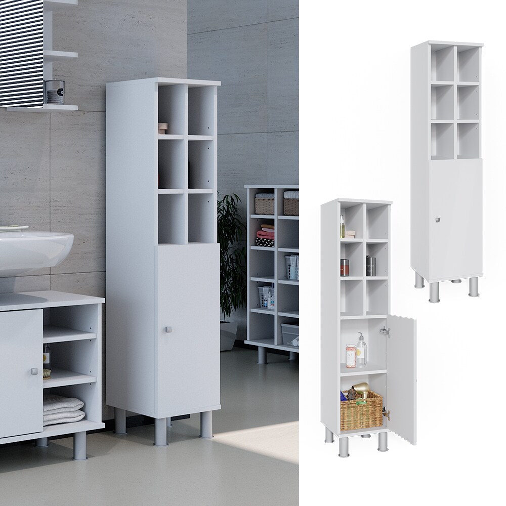 Vicco Badschrank Fynn Midischrank 8 Fächer Hochschrank Badezimmerschrank Bad